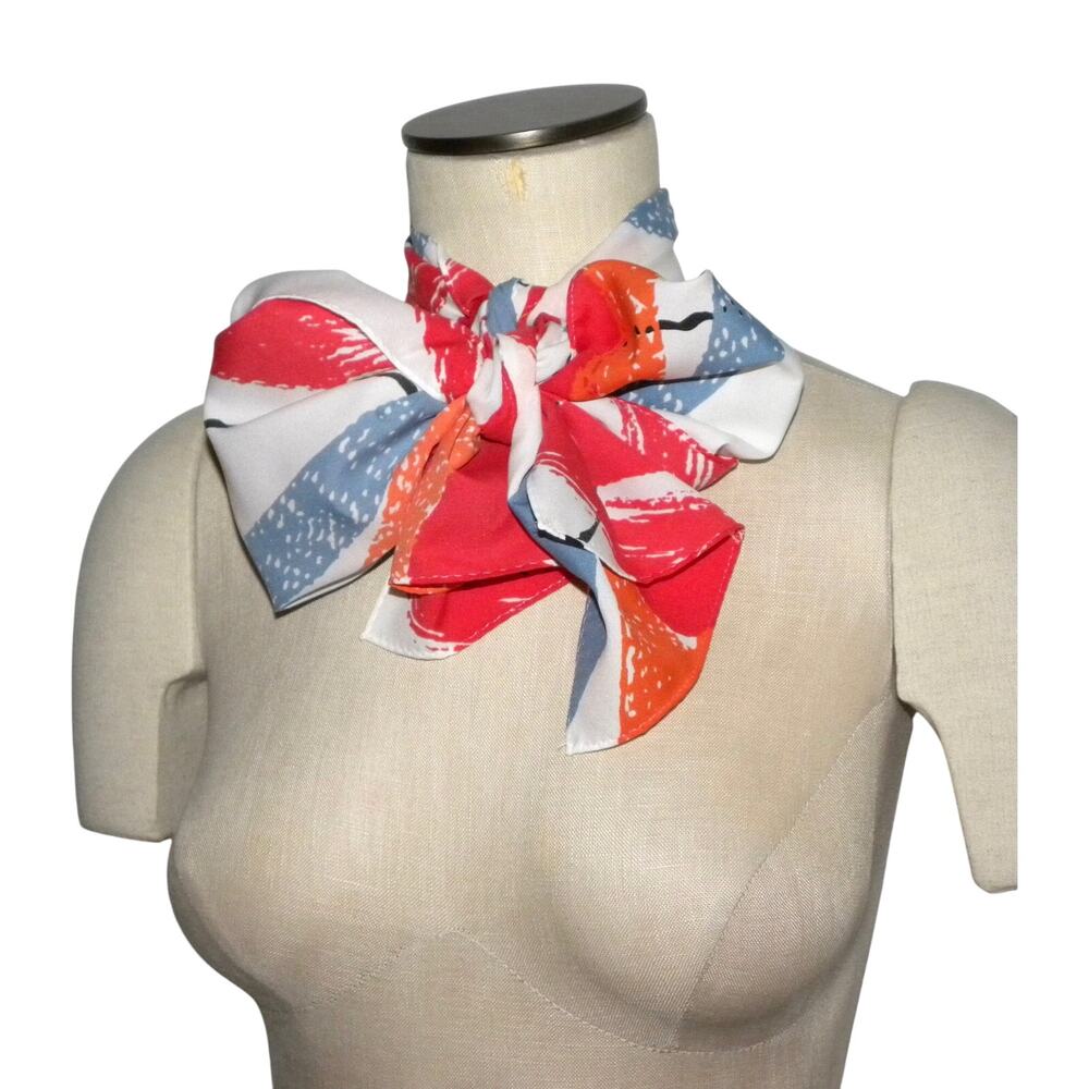 70s Neck Scarf Bow Bold MOD Hair Head Scarf | 53" x 9.25"